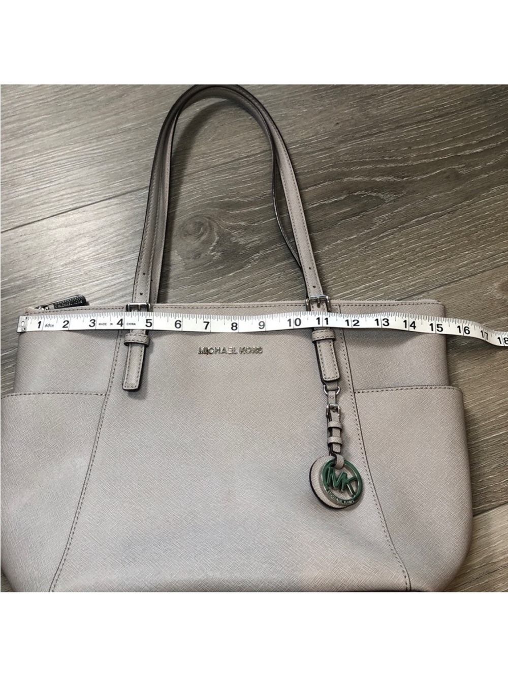 Michael Kors Charlotte Pearl Gray Saffiano Leather Tote - Picture 3 of 7